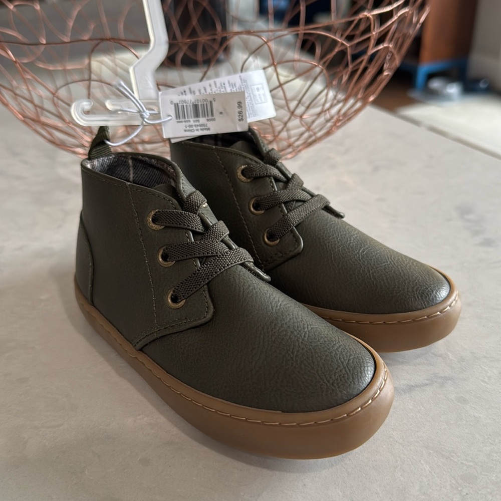 Olive Green ‘Leather’ Boots Size 8